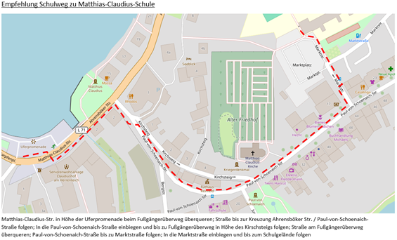 Änderung Schulweg während der Sanierung Ahrensböker Straße / L71