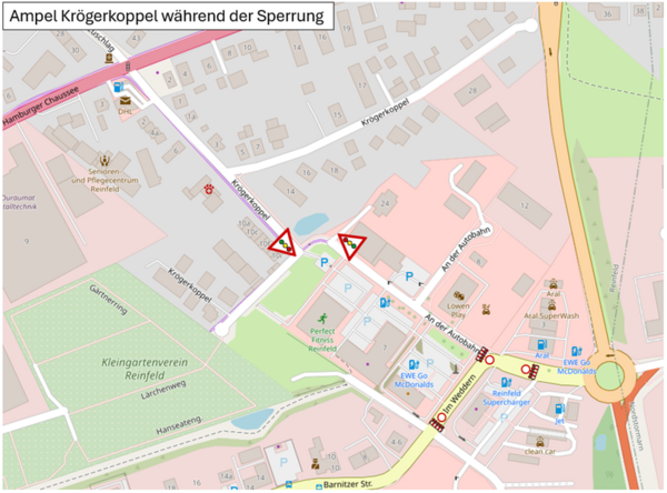 Ampel Kr&ouml;gerkoppel w&auml;hrend der Sperrung